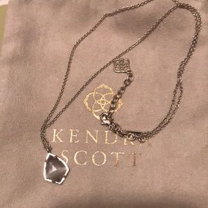 Kendra Scott silver necklace with gray slate stone